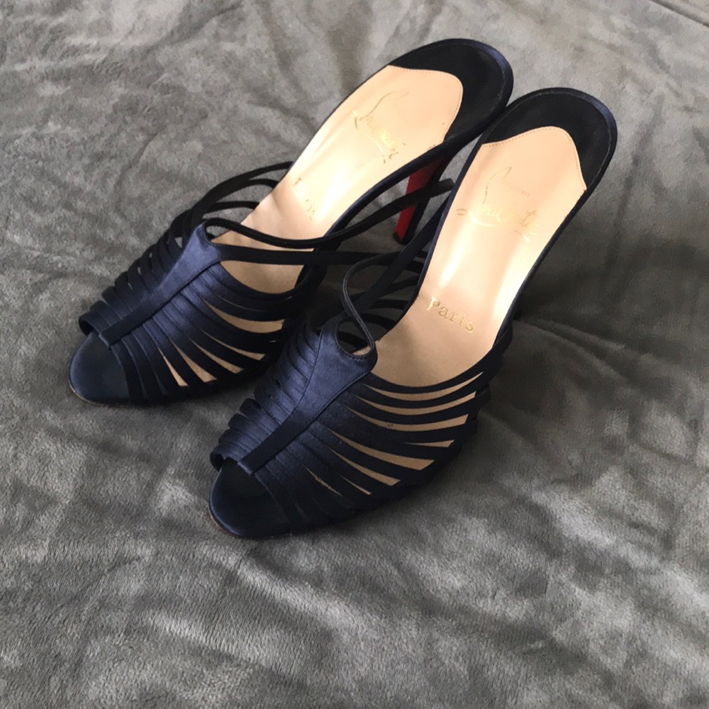 Christian Louboutin Navy Satin Heels